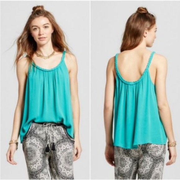 NWT Mossimo Woven Braided Cami 
Tank Top, Jade Green - Picture 1 of 3